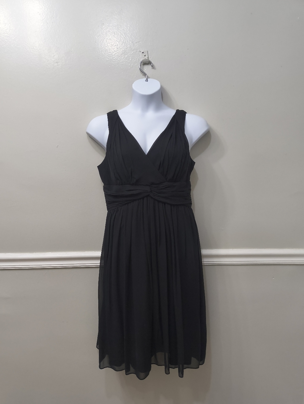 Donna Morgan Jessie Twist 100% Silk Dress Black  Sz 14 Wedding Cocktail/Party